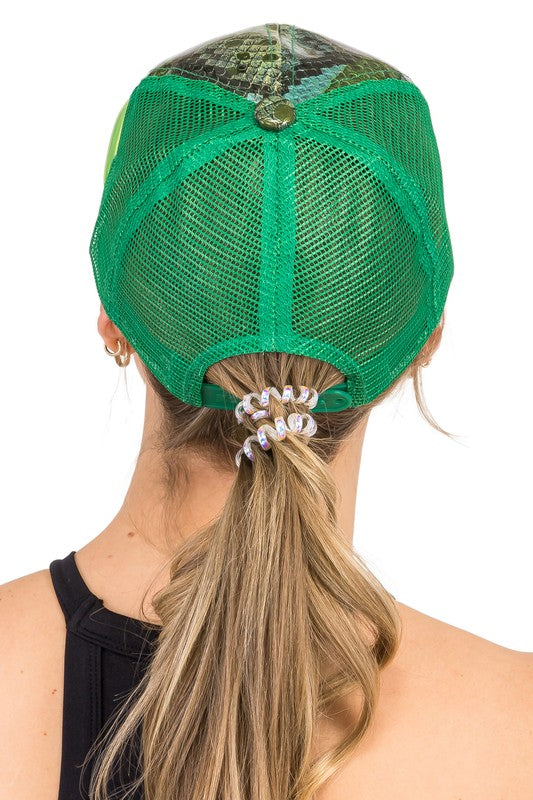 Python Glossy Front Clear Curved Brim Trucker Hat