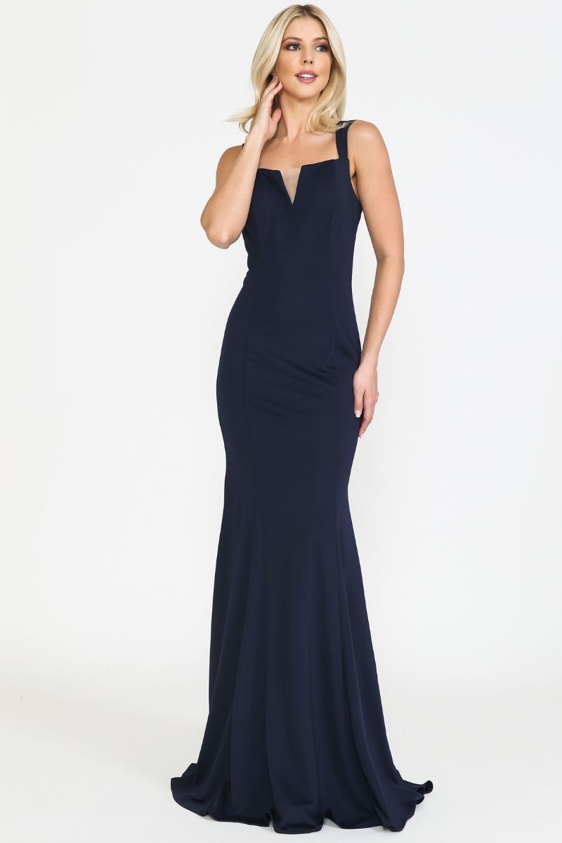 Two Straps, Square Neck Small V Cut Floor Length - 8392