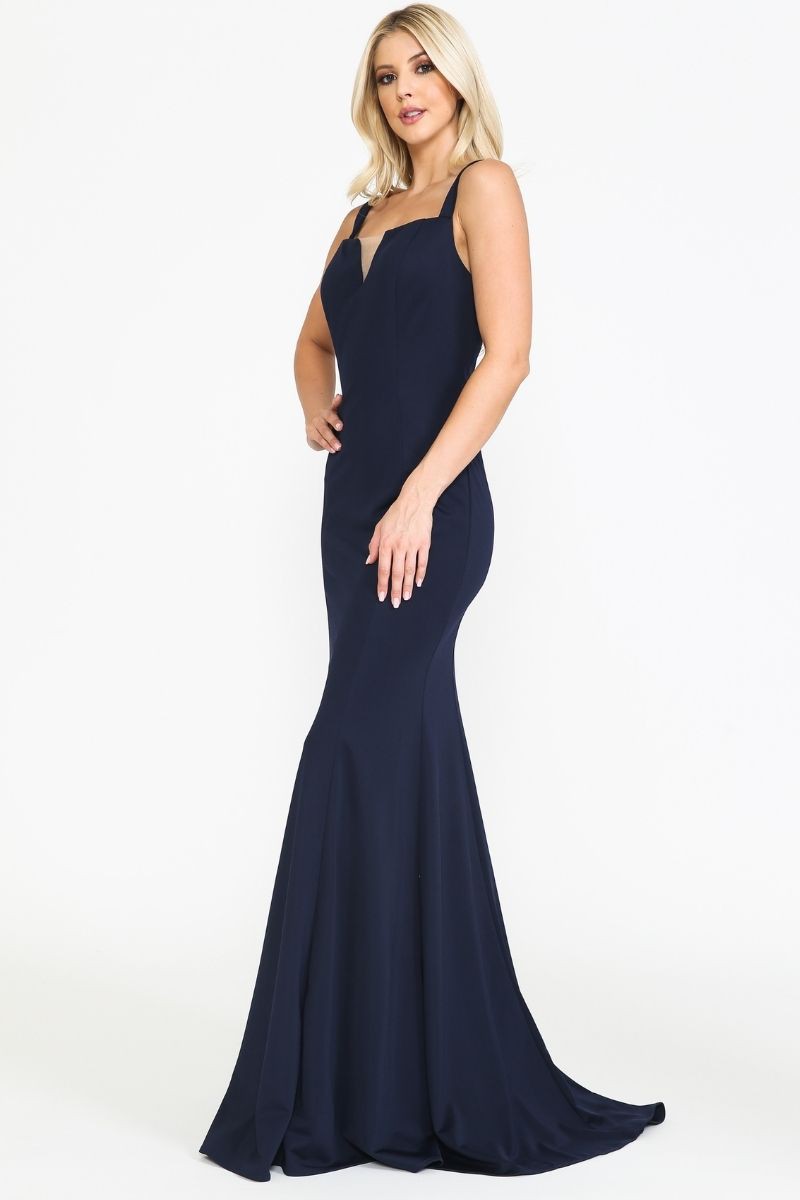 Two Straps, Square Neck Small V Cut Floor Length - 8392