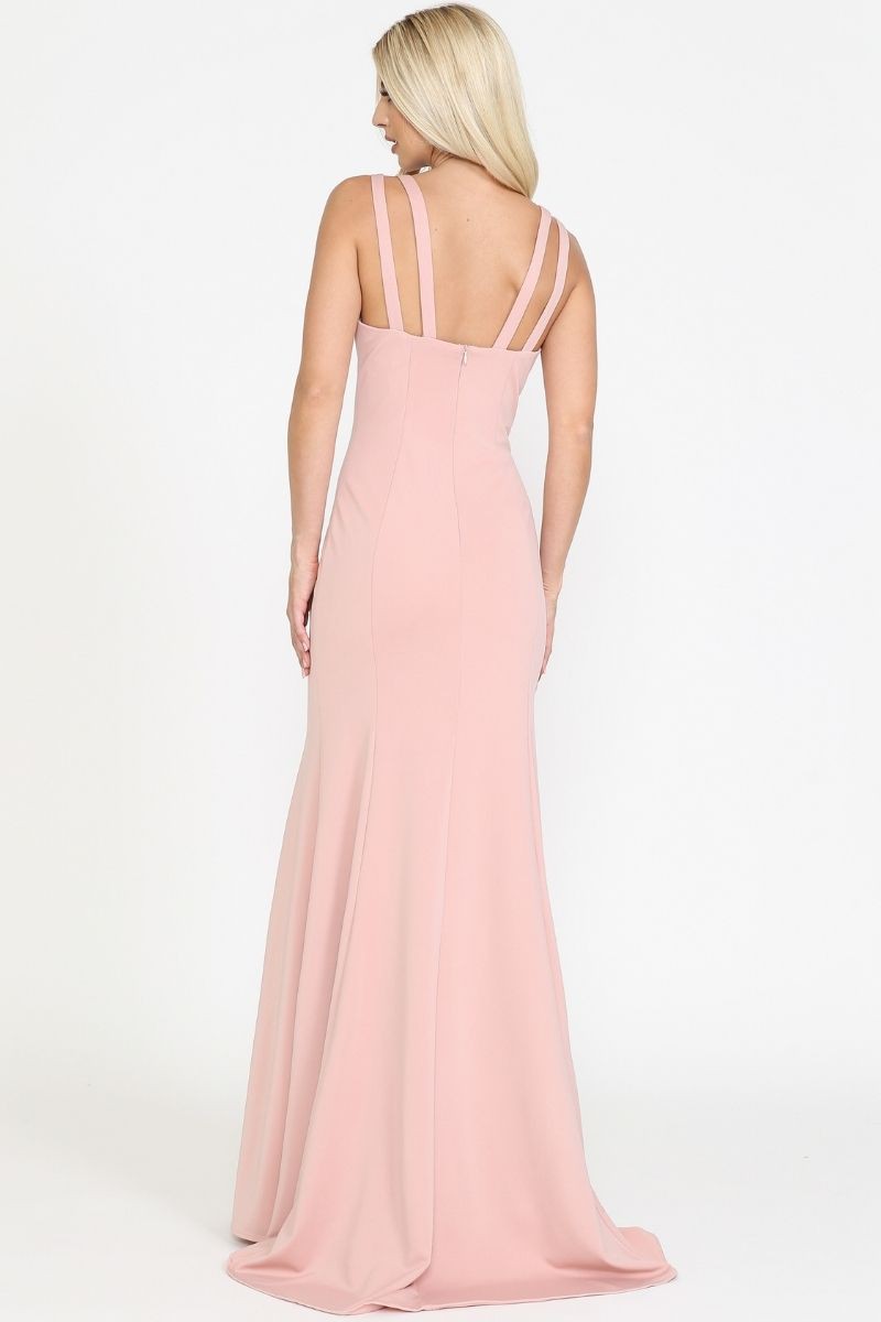 Two Straps, Square Neck Small V Cut Floor Length - 8392