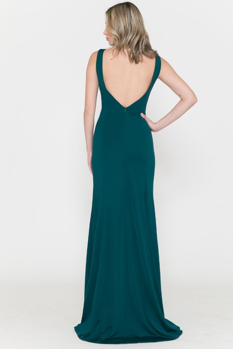 Eavy Jersey Scoop Neck Illusion Sides Open Dress -8168