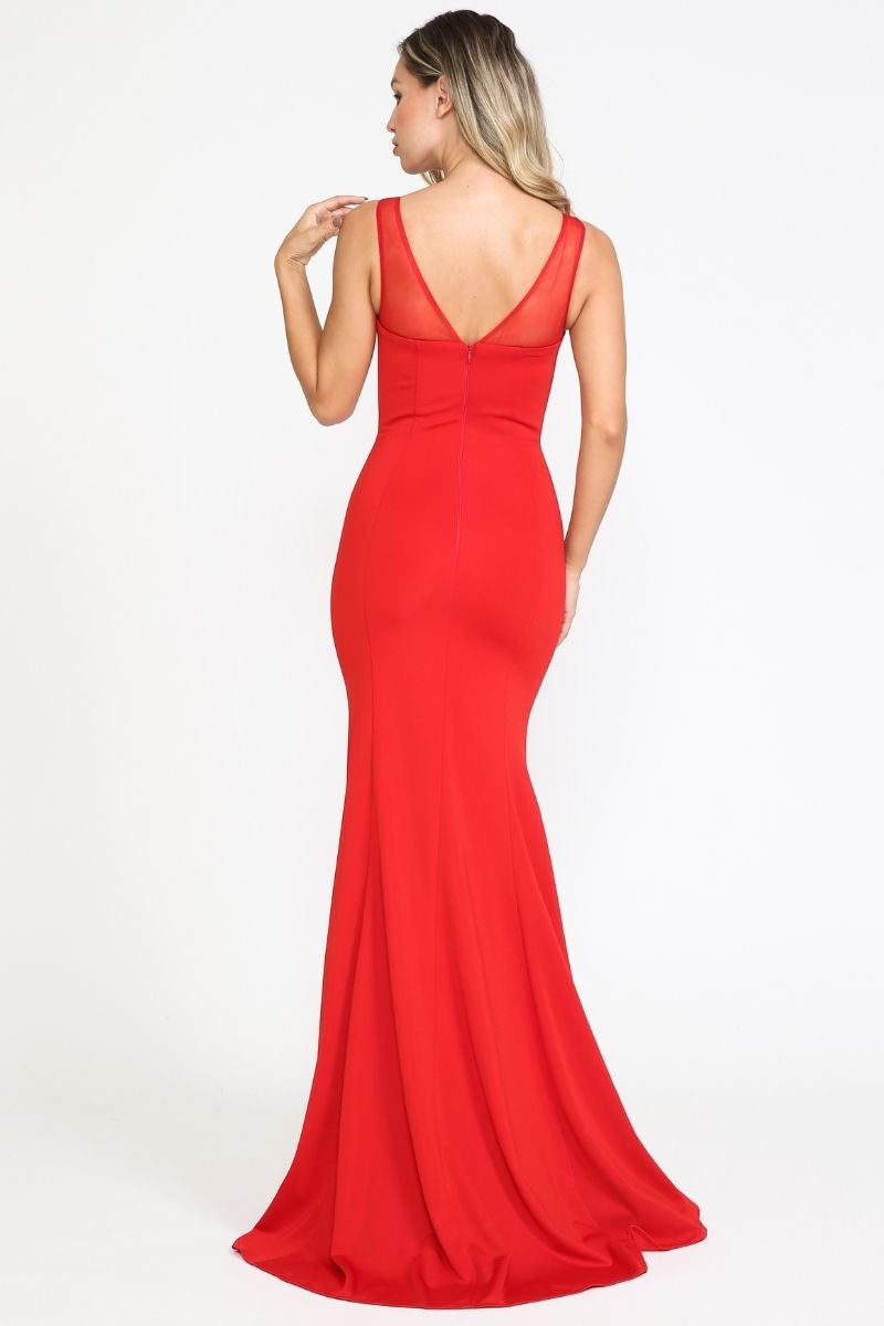 Scoop Neckline Zipper Closure Long Dress. - 8148