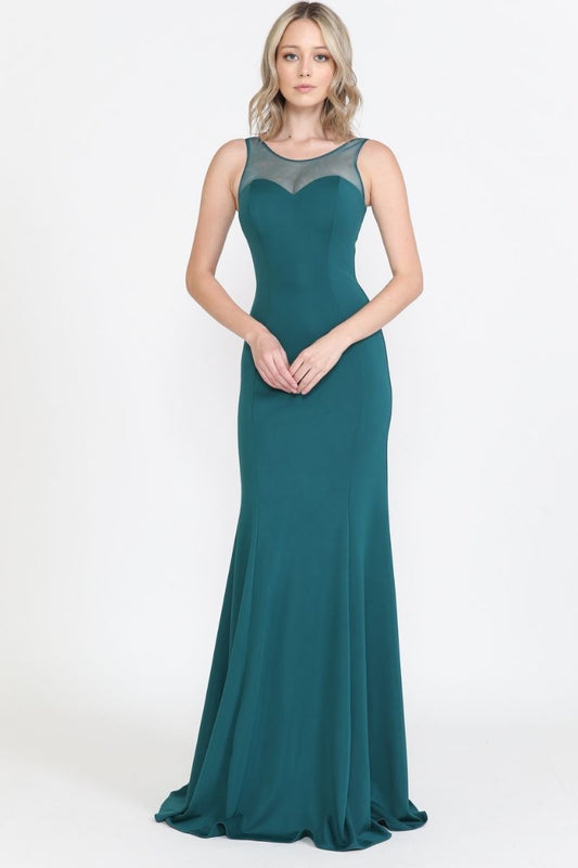 Scoop Neckline Zipper Closure Long Dress. - 8148