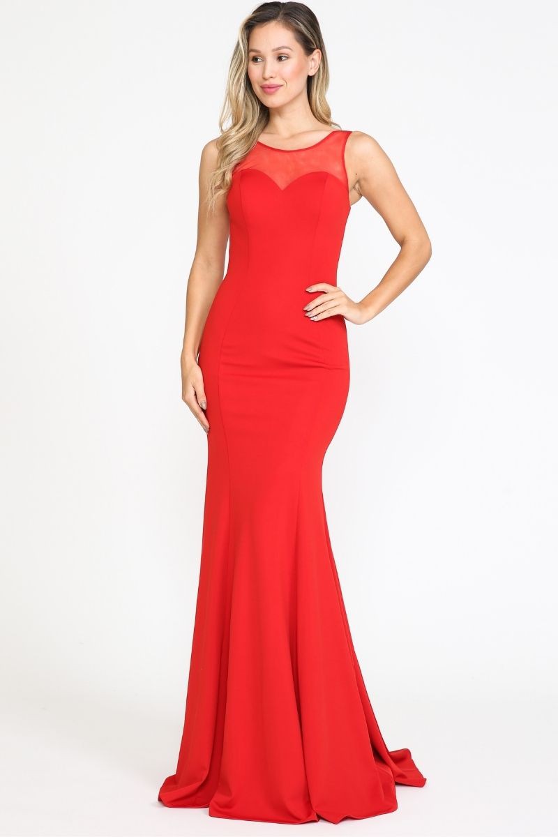 Scoop Neckline Zipper Closure Long Dress. - 8148