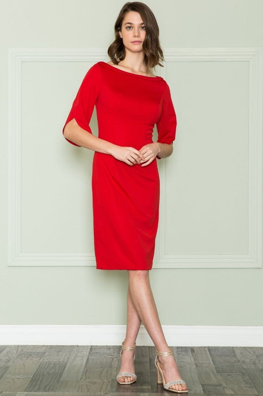Three Quarter Sleeves Midi Business Casual Dress - 8772