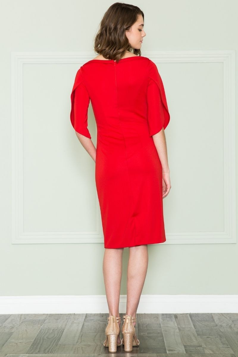 Three Quarter Sleeves Midi Business Casual Dress - 8772