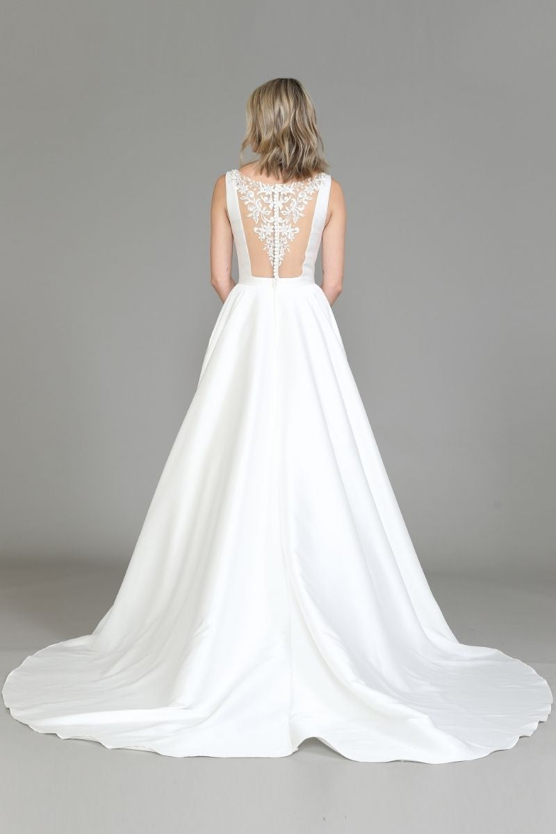 Long Cape Tail Back Lace Tattoo See Through Back - 8582