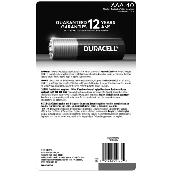 Duracell Coppertop Alkaline AAA Batteries, 40-count Open Box