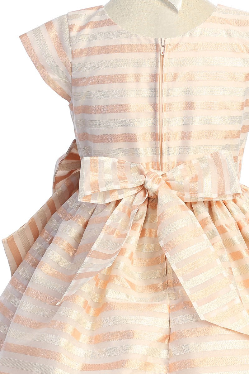 Striped Metallic Organza Girl Dress