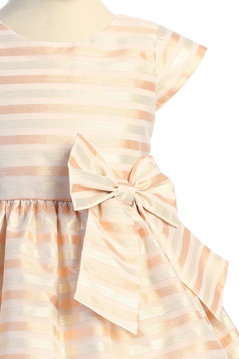 Striped Metallic Organza Girl Dress