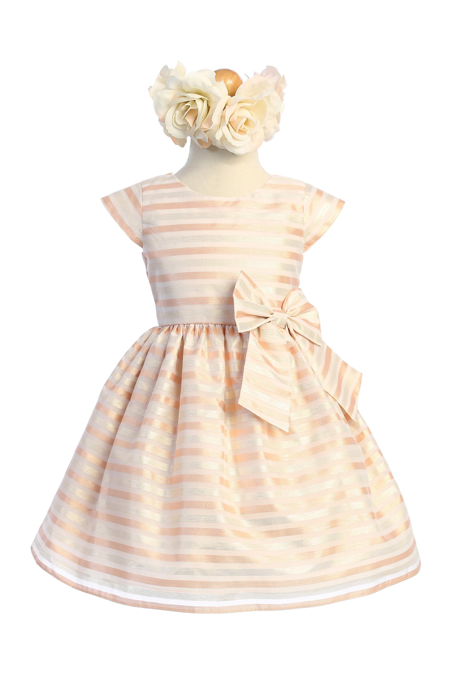 Striped Metallic Organza Girl Dress