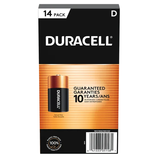 Duracell D Alkaline Batteries, 14-count - Open Box