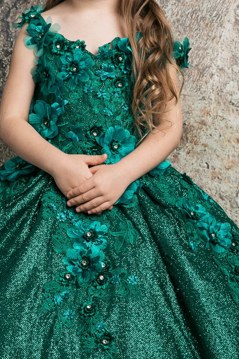 3d Floral Applique Kid's Dress