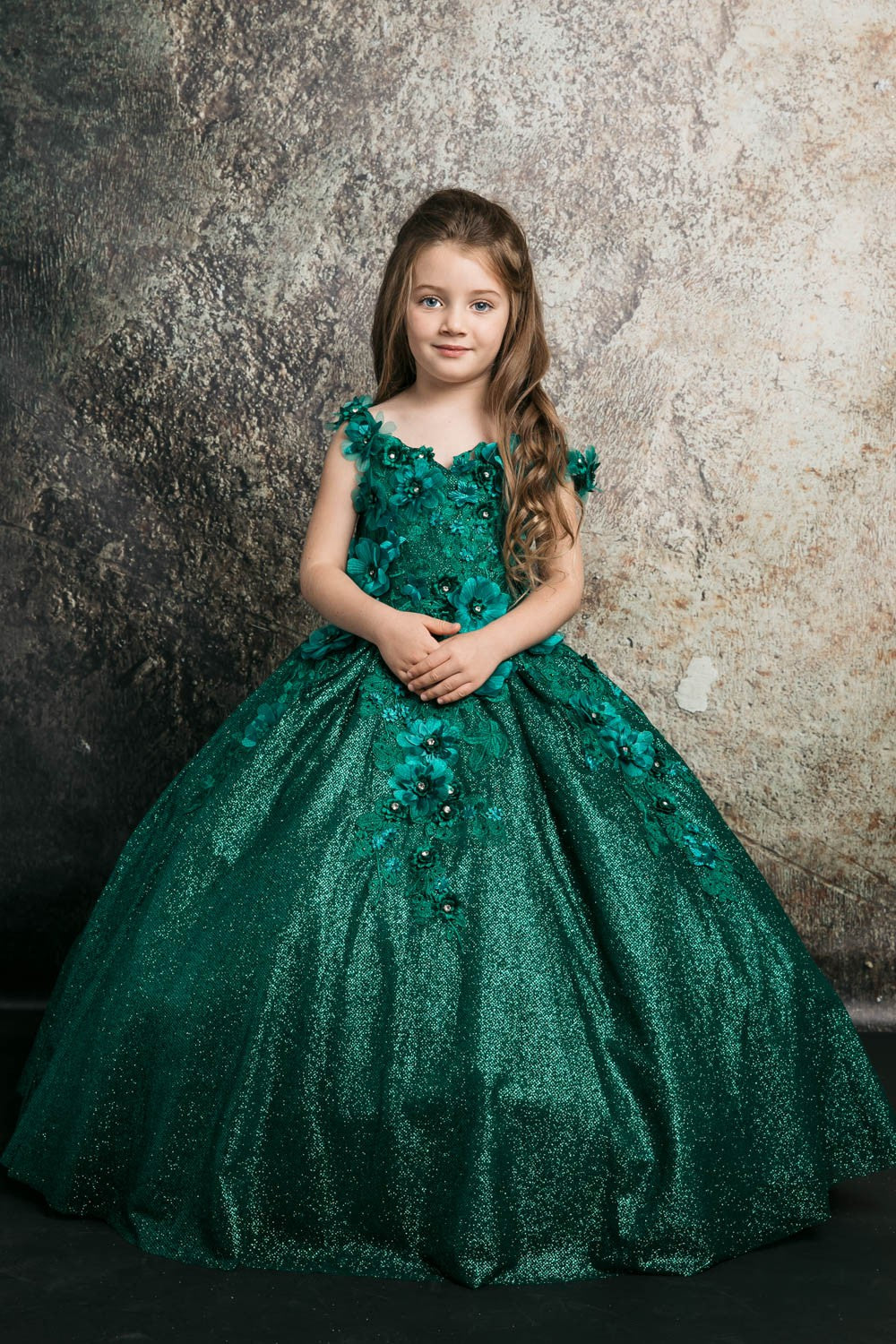 3d Floral Applique Kid's Dress