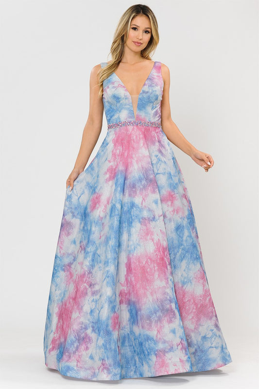 Tie Dye Print A-line Glitter Knit Dress