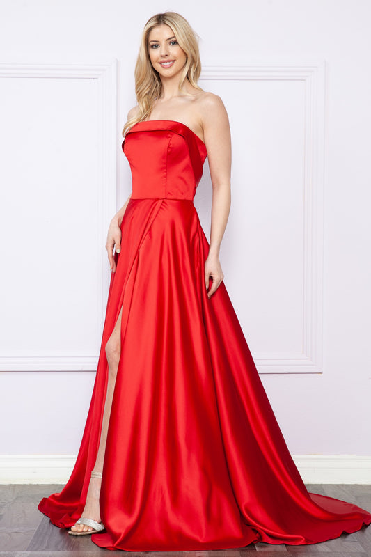 Strapless Charmeuse A-line Gown - 9188