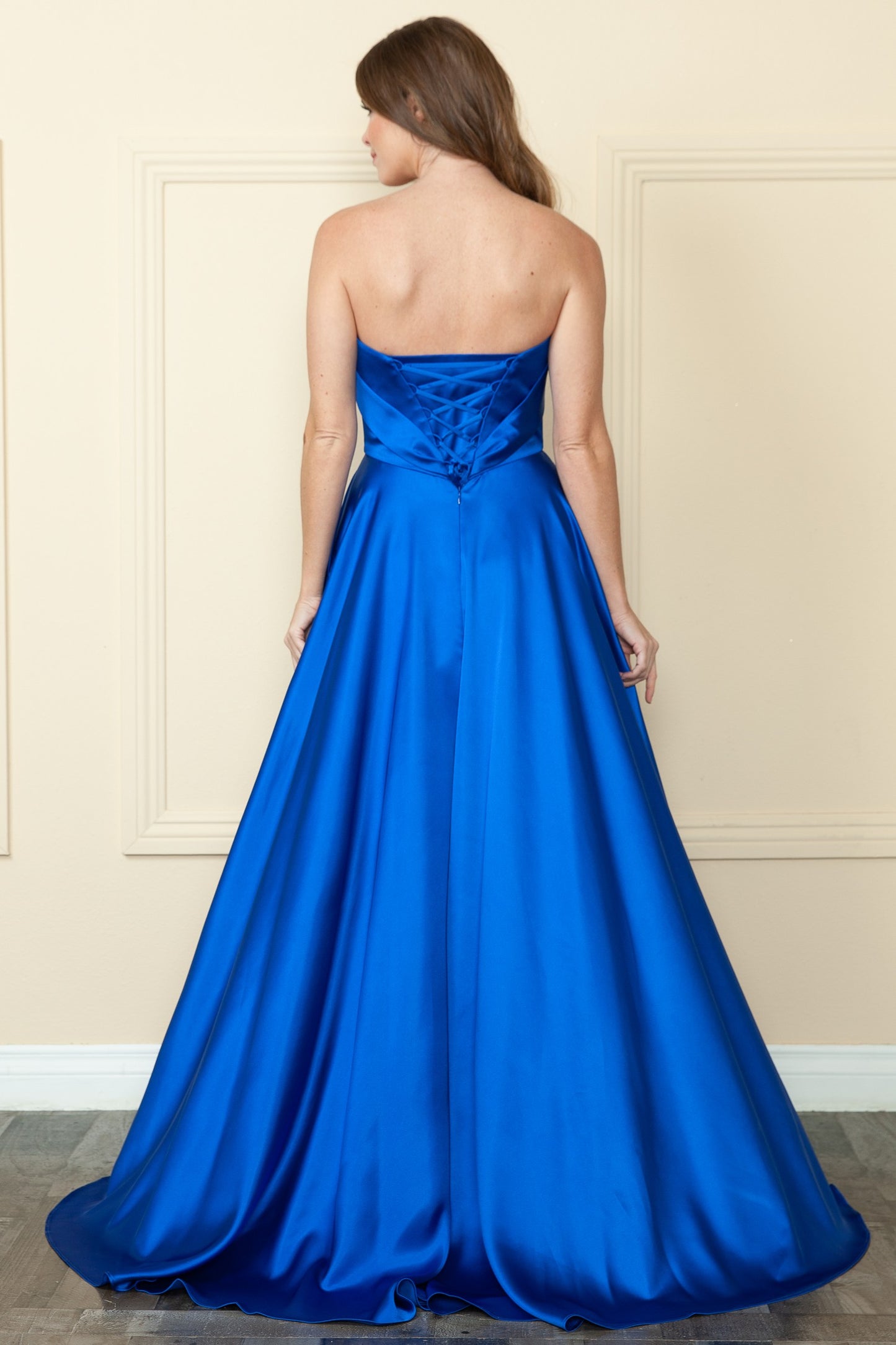 Strapless Charmeuse A-line Gown - 9188