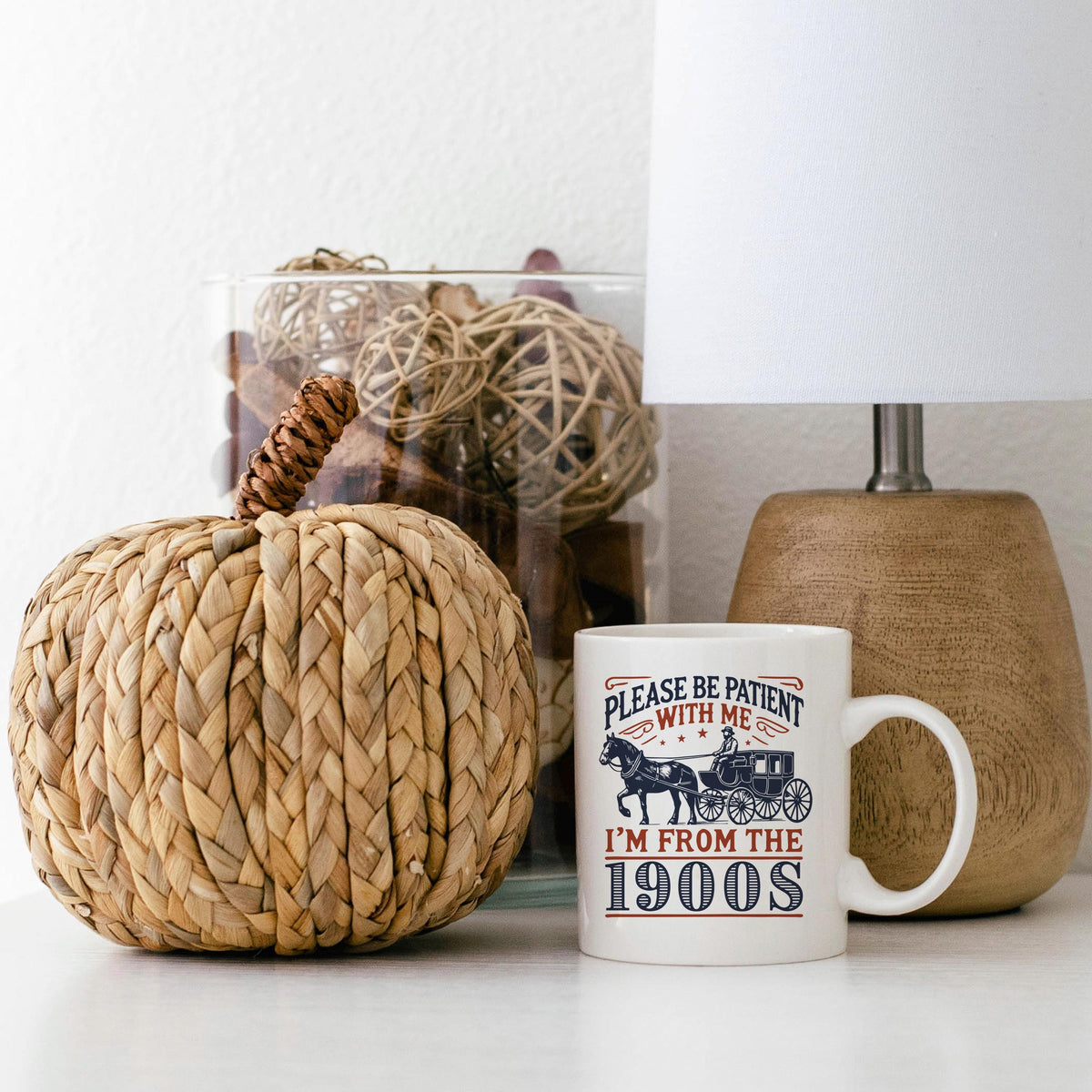 1900s Humor Mug – Vintage Ceramic Cup With Horse Carriage Design