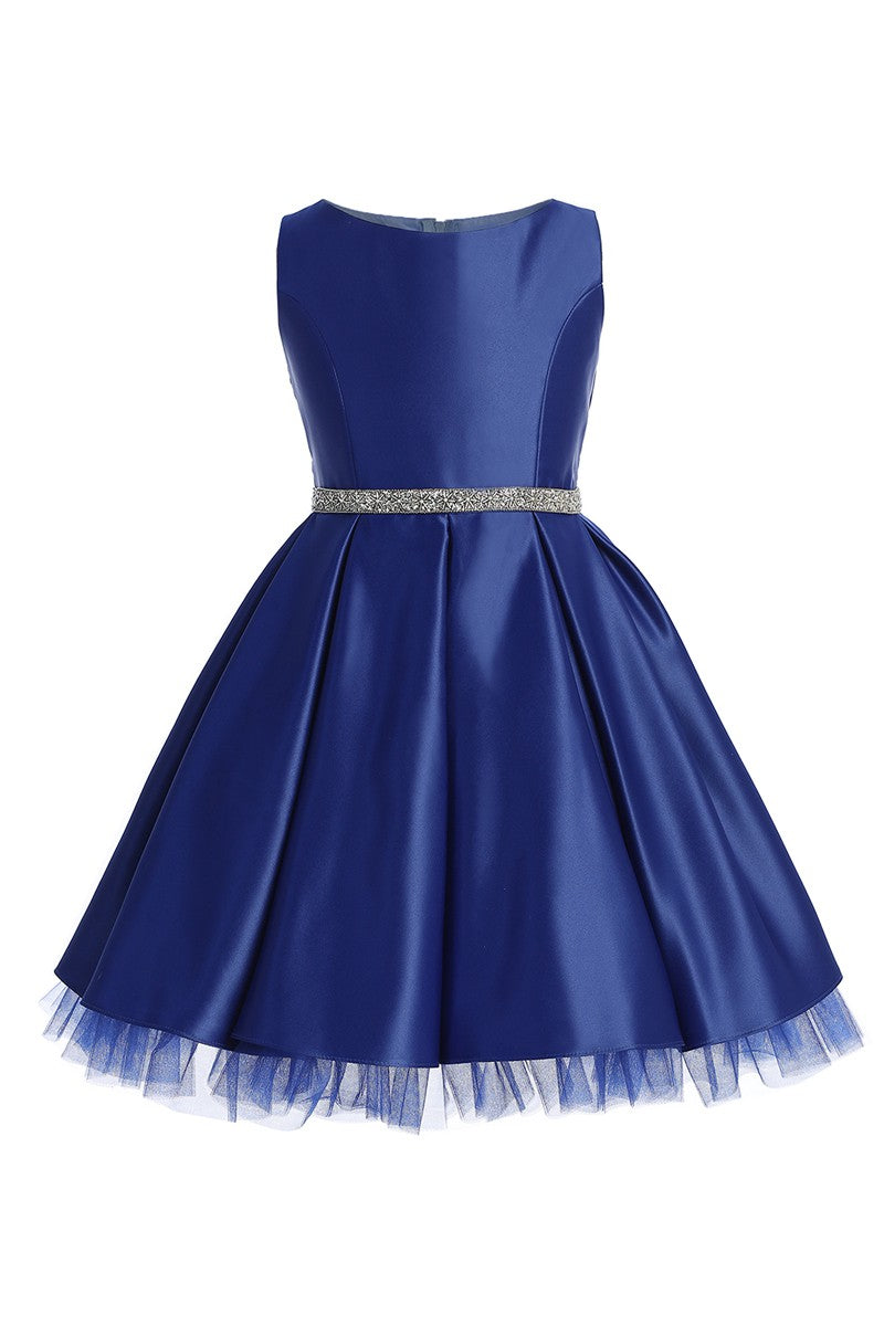 Sleeveless Satin Knee Length Dress