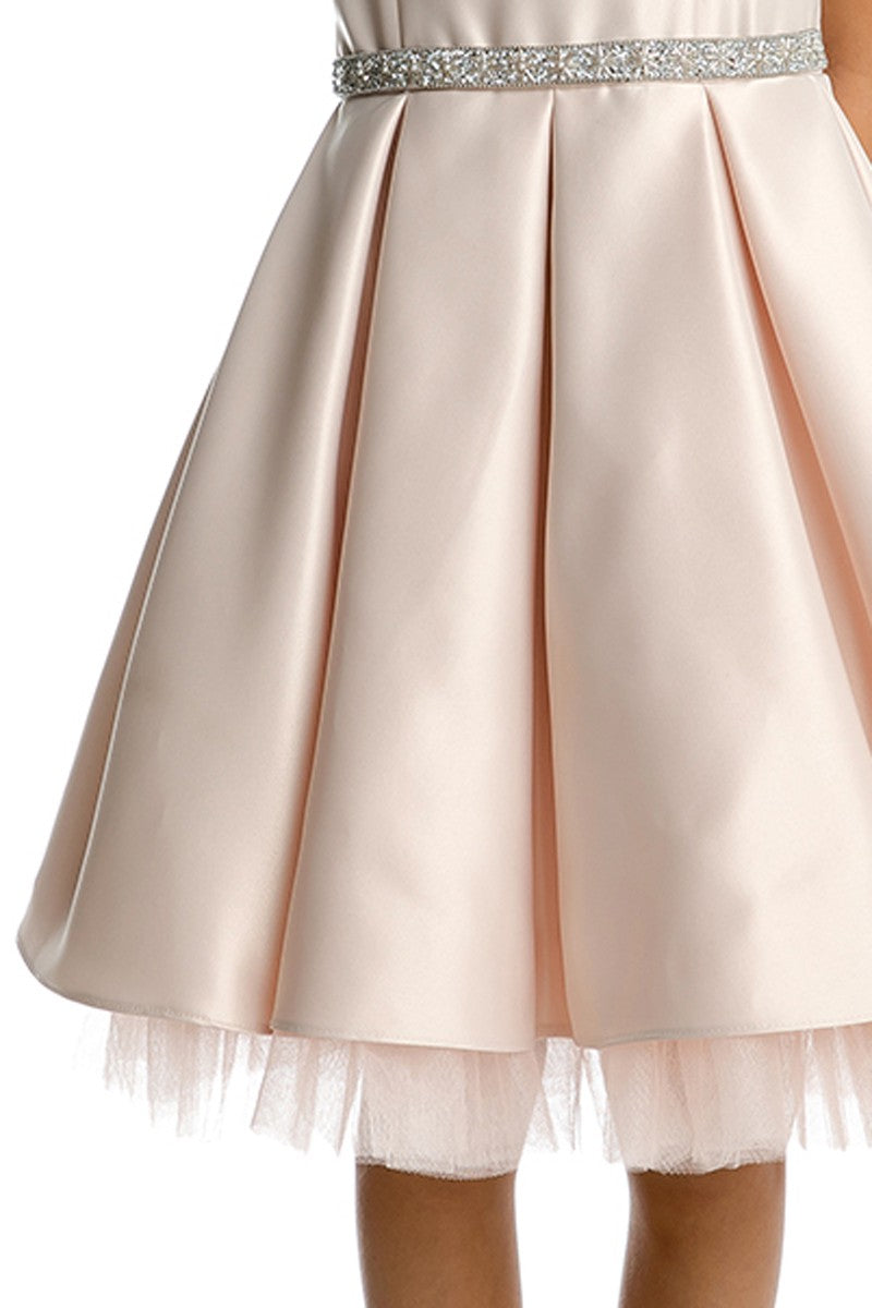 Sleeveless Satin Knee Length Dress