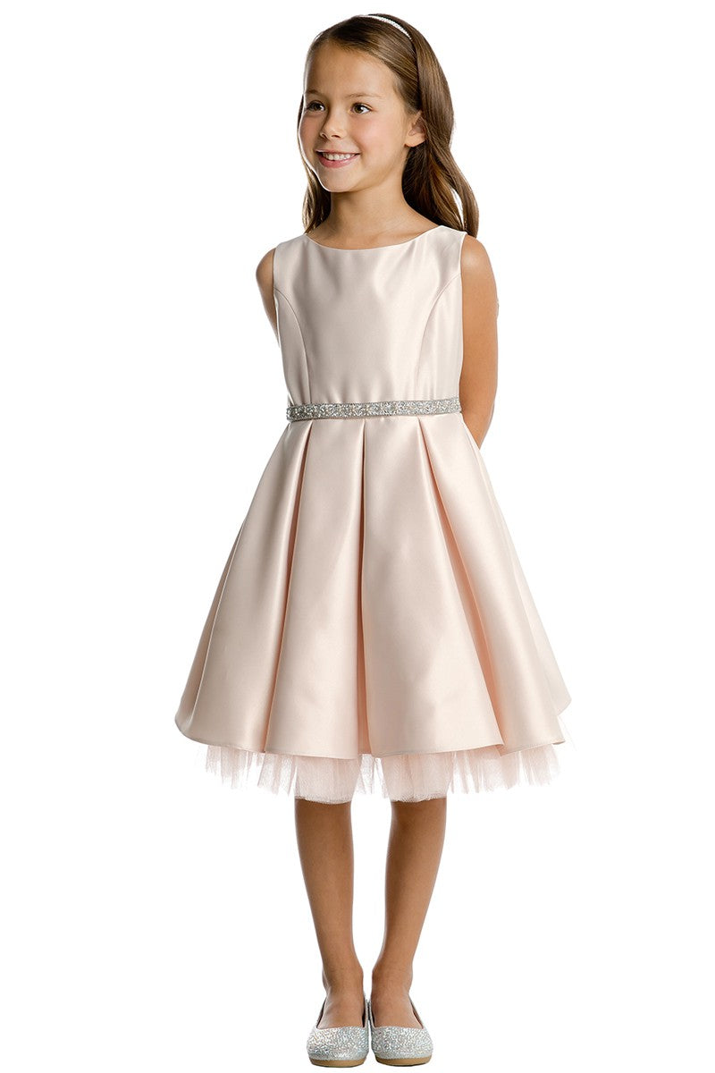 Sleeveless Satin Knee Length Dress