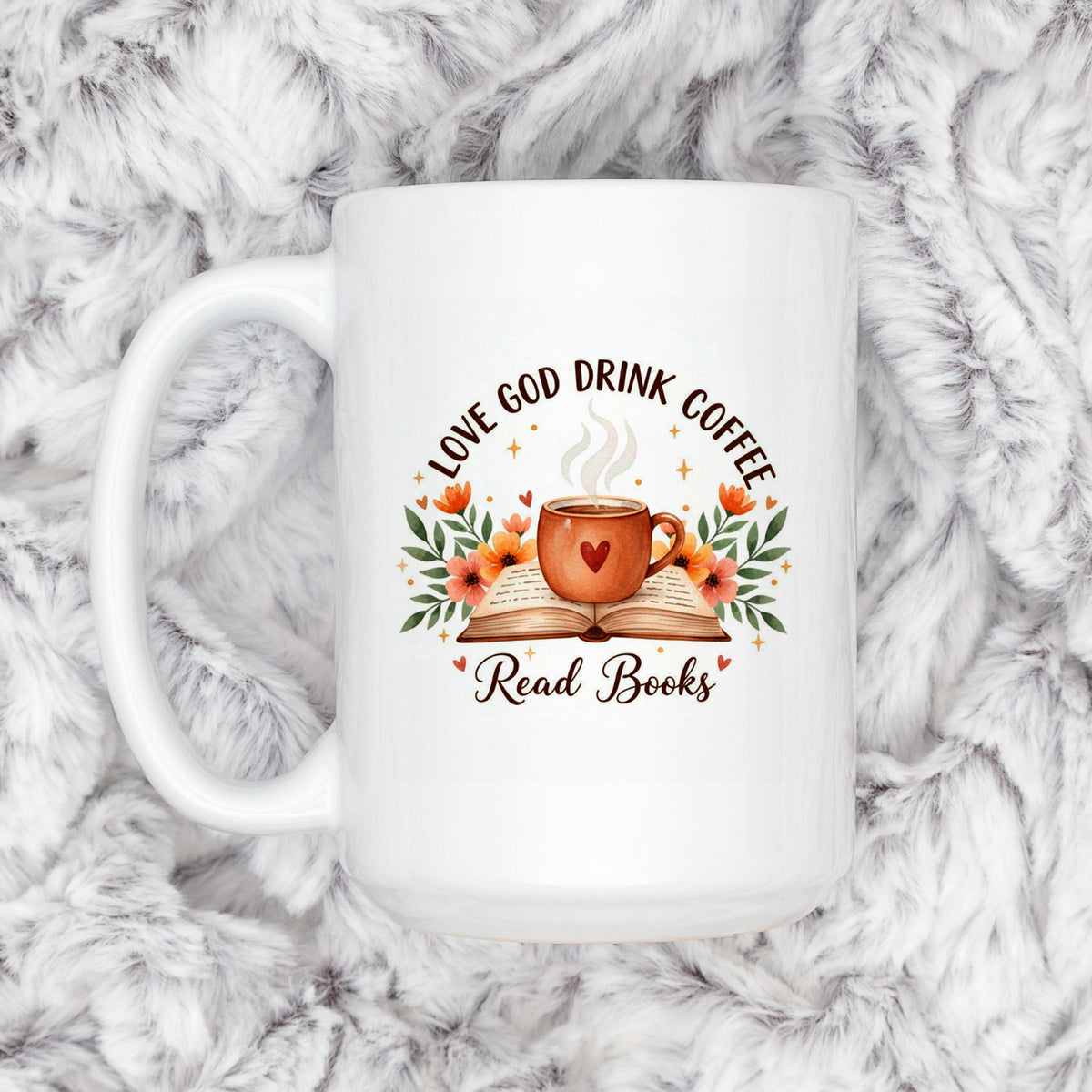 Christian Coffee Mug – Inspirational Faith Based Gift | Book Lover Floral Cup