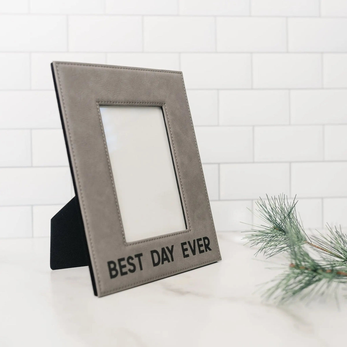 Leather Photo Frame – Elegant Faux Leather Frame For Birthday Gift Her