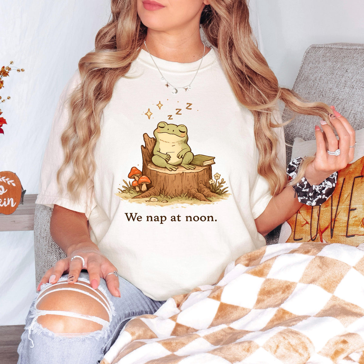 Whimsical Frog Shirt – Cute Frog Shirt With We Nap At Noon Tee, Cozy Cotton