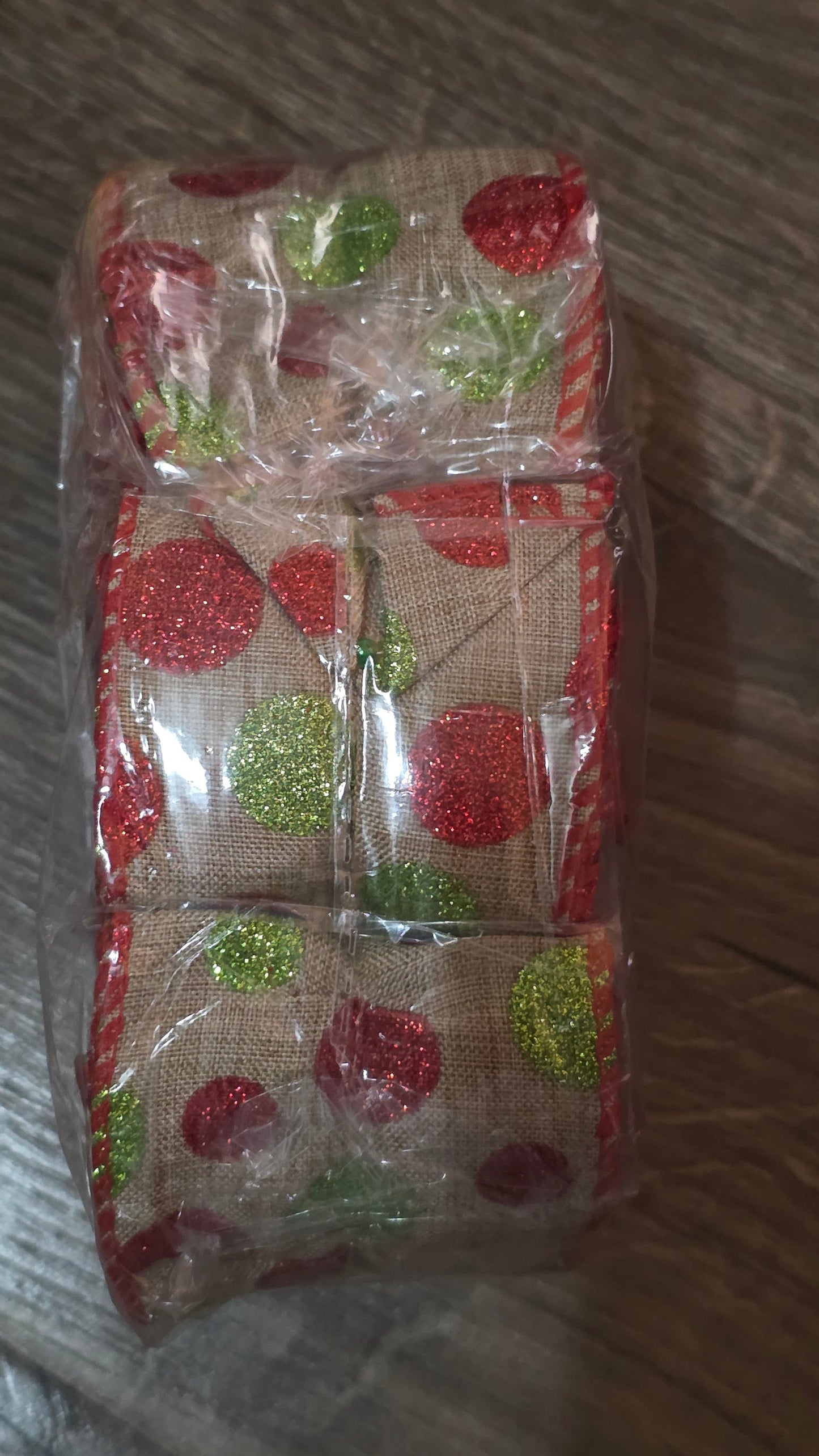Christmas Ribbon Wired 5 Yards 2.5 inch Red and Green Polka Dots