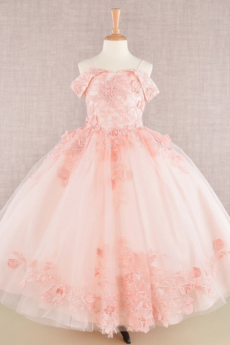 Floral Embroidery A Line Girl Dress