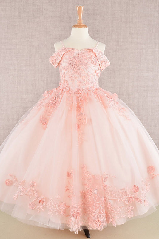 Floral Embroidery A Line Girl Dress
