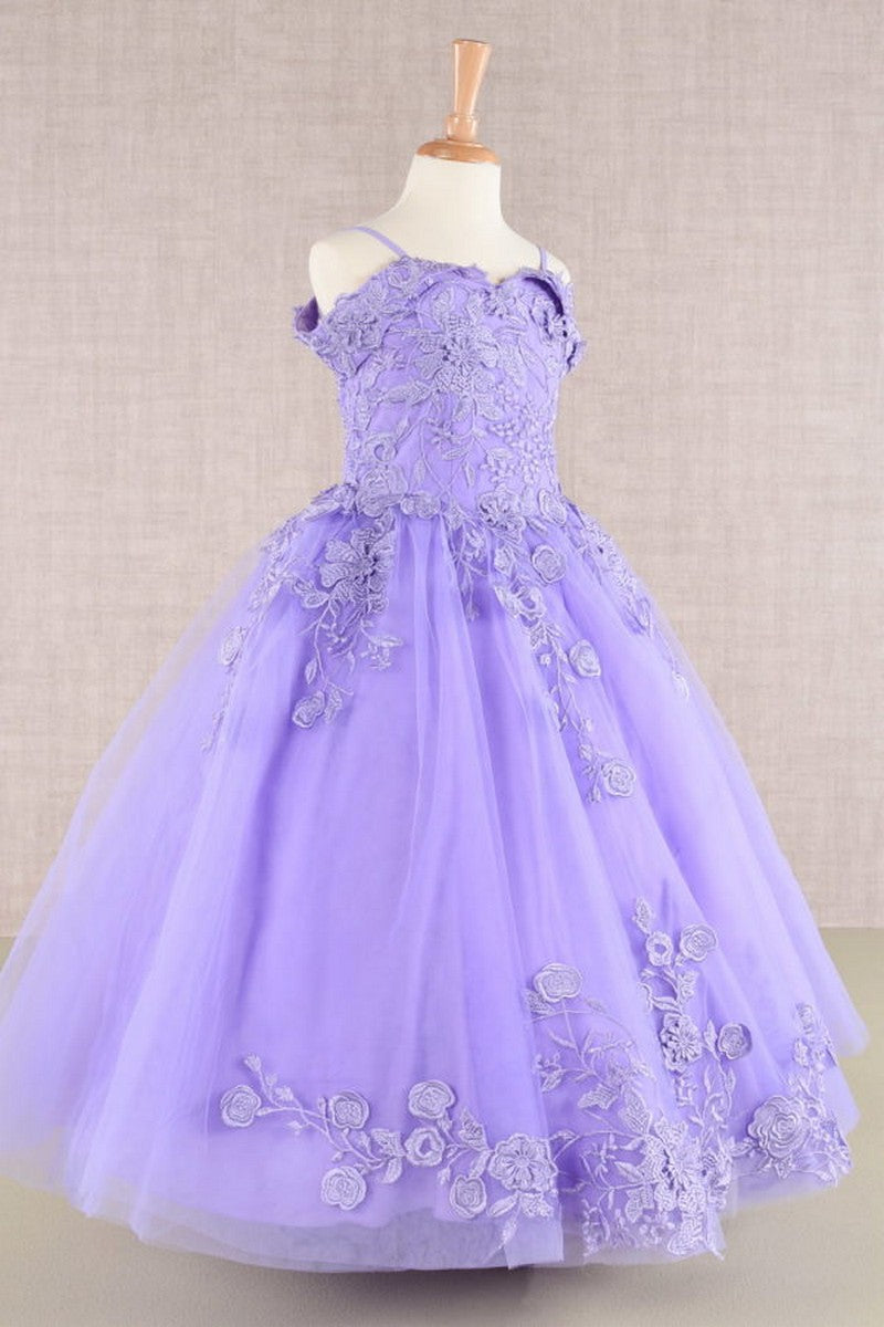 Floral Embroidery A Line Girl Dress