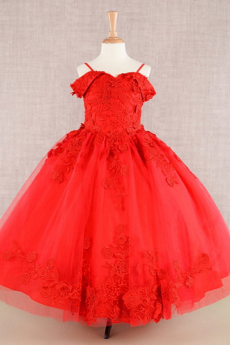 Floral Embroidery A Line Girl Dress