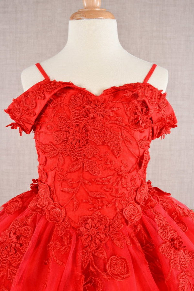 Floral Embroidery A Line Girl Dress
