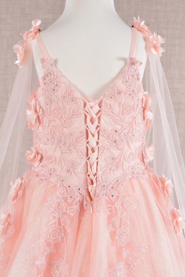 3d Floral Applique Cape Sleeve A Line Girl Dress