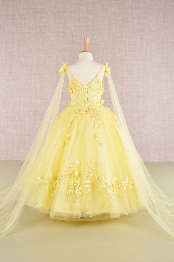 3d Floral Applique Cape Sleeve A Line Girl Dress
