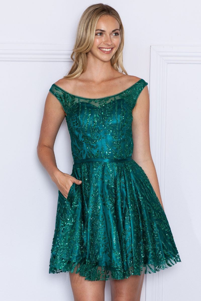 Glamorous Off-the-shoulder Glitter Dress
