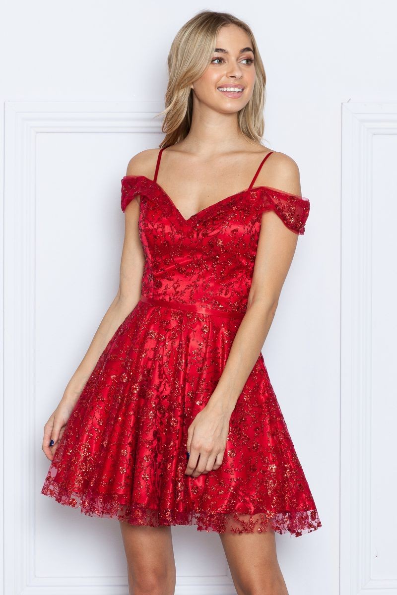 Glitter-laced Cold Shoulder Dress