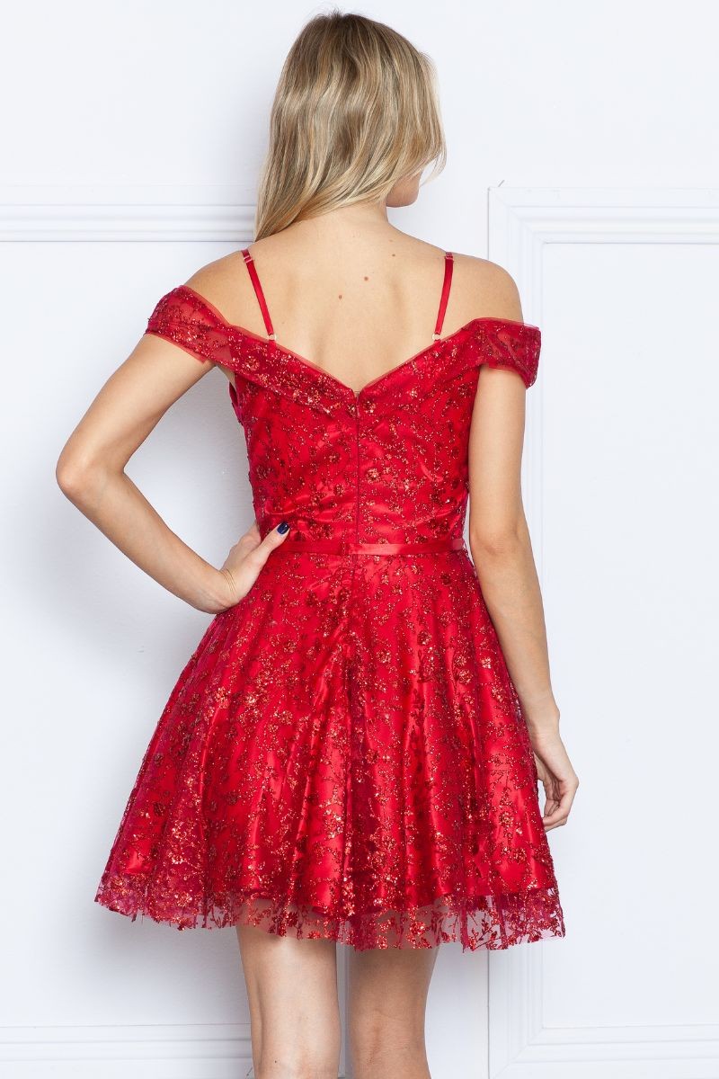 Glitter-laced Cold Shoulder Dress