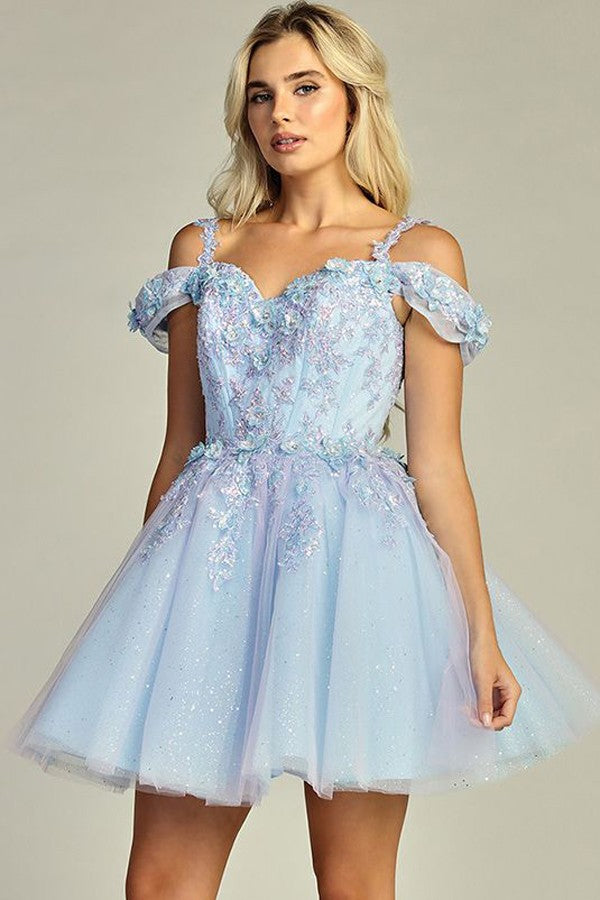 Off The Shoulder Lace Straps Cocktail Dress