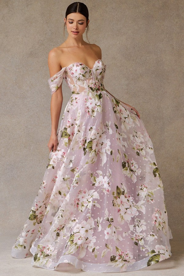 Off Shoulder Sweetheart Neckline A Line Dress