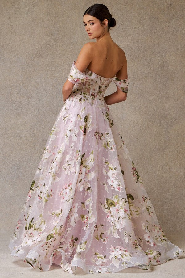 Off Shoulder Sweetheart Neckline A Line Dress