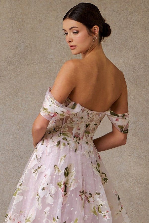 Off Shoulder Sweetheart Neckline A Line Dress