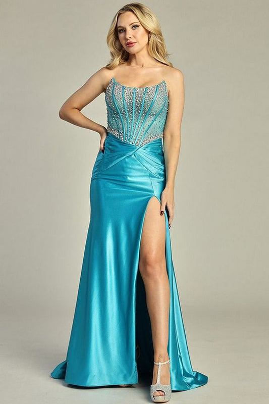 Sleeveless Swoosh Neckline Satin Sheath Dress