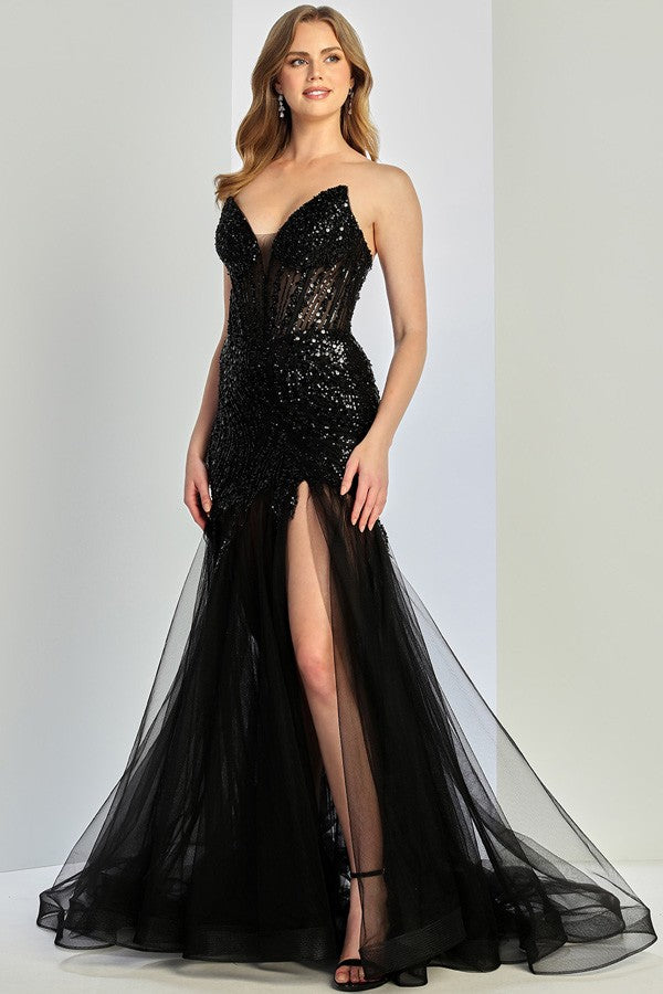 Sleeveless Strapless Embellished Top Trumpet Dress