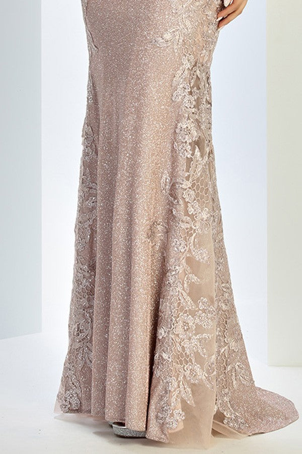 Sleeveless Embroidery Detail Metallic Sheath Dress