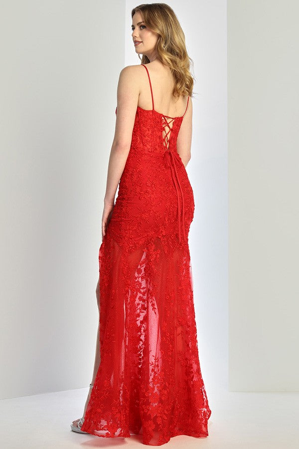 Sleeveless Floral Lace Mermaid Dress