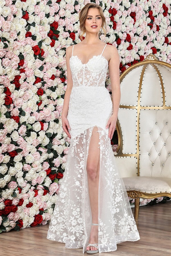 Sleeveless Floral Lace Mermaid Dress