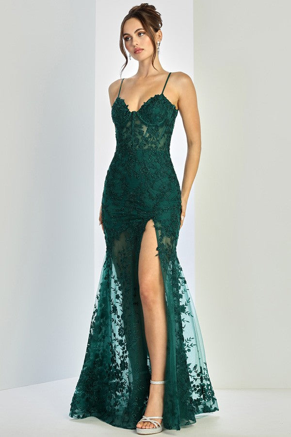 Sleeveless Floral Lace Mermaid Dress