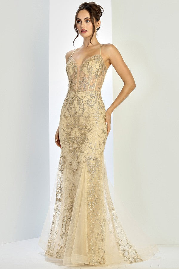Skinny Straps Sequin Glitter Print Mermaid Dress
